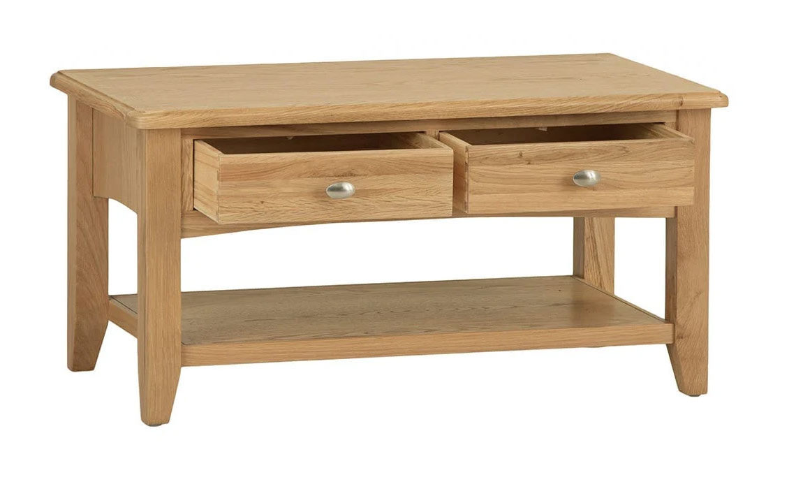 Columbus Oak Coffee Table with Drawers
