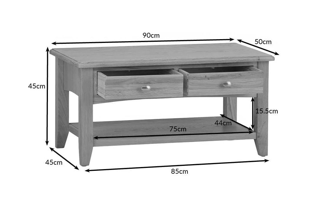 Columbus Oak Coffee Table with Drawers