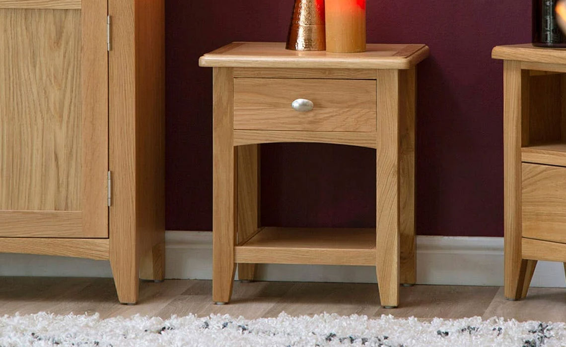 Columbus Oak 1 Drawer Lamp Table