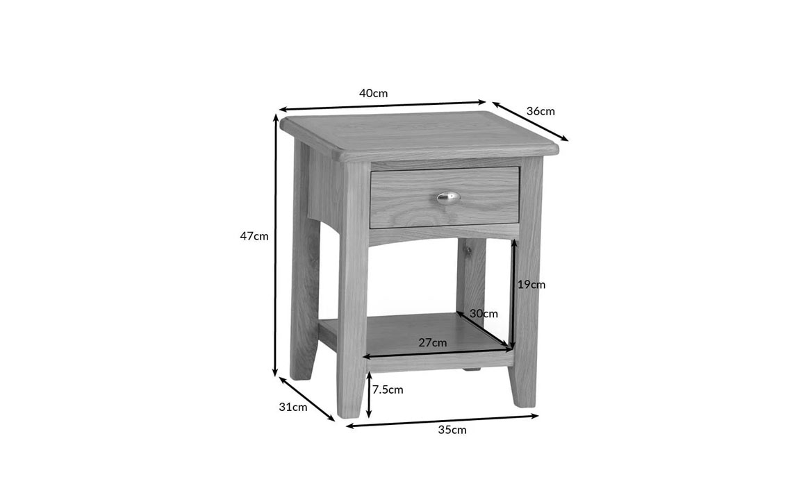 Columbus Oak 1 Drawer Lamp Table