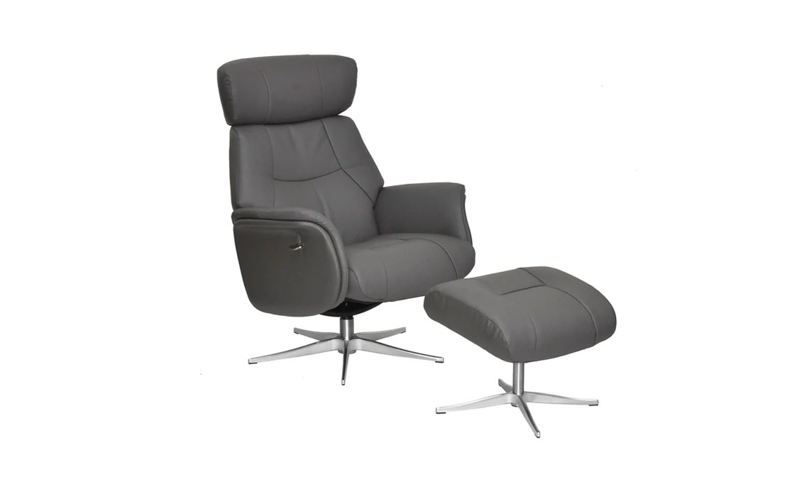 Andalusia Swivel Recliner & Footstool - Leather Or Fabric