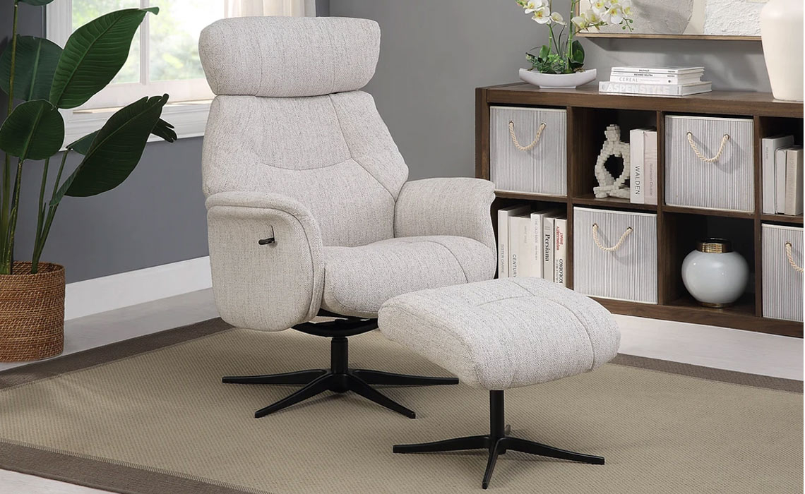Andalusia Swivel Recliner & Footstool - Leather Or Fabric
