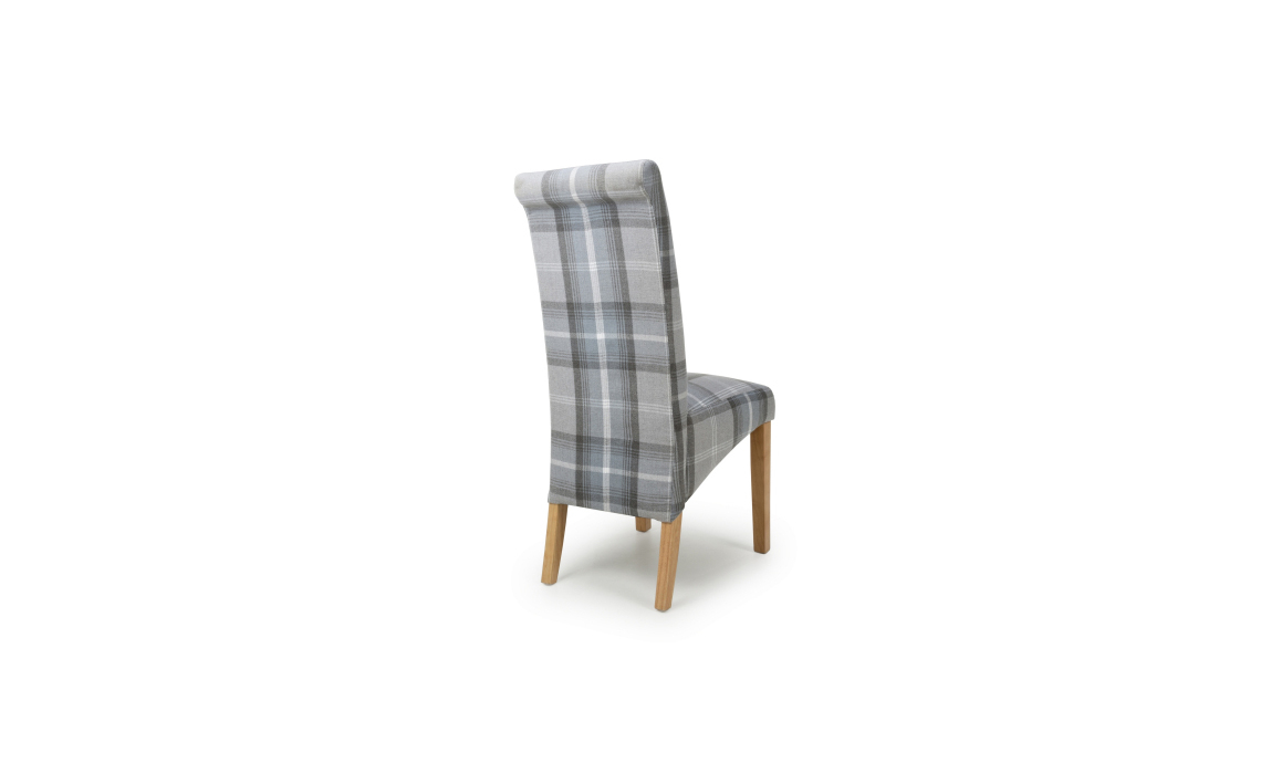 Karta Scroll Back Check Grey Dining Chair