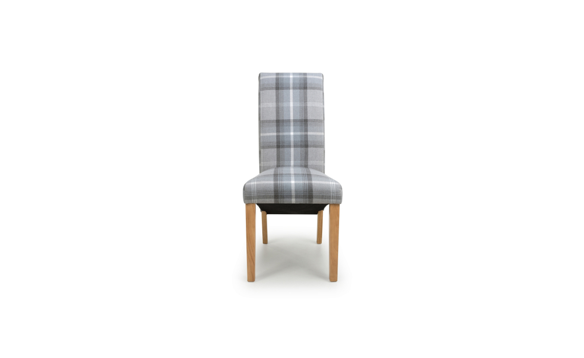 Karta Scroll Back Check Grey Dining Chair