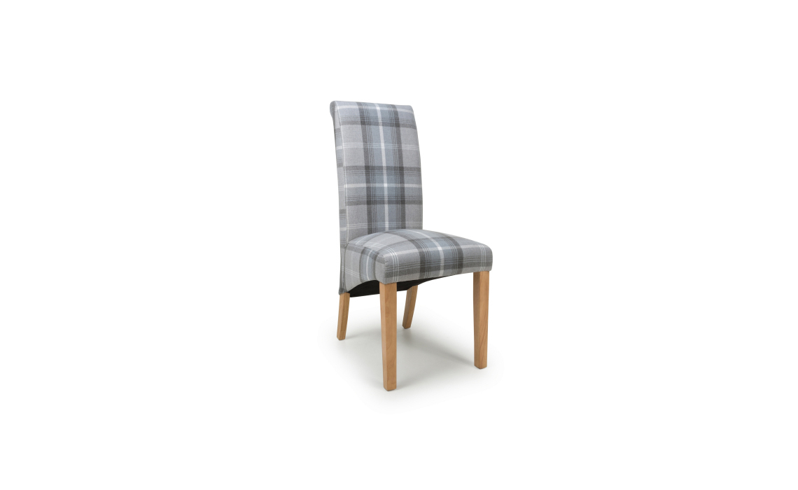 Karta Scroll Back Check Grey Dining Chair