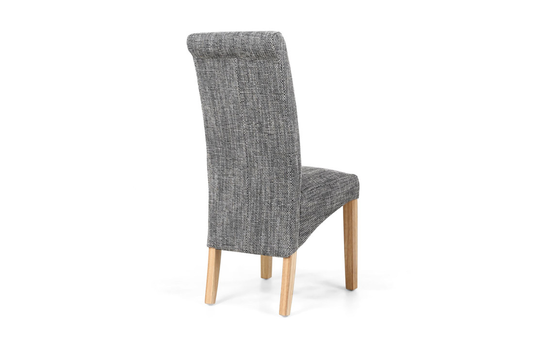 Karta Scroll Back Chair in Tweed Grey