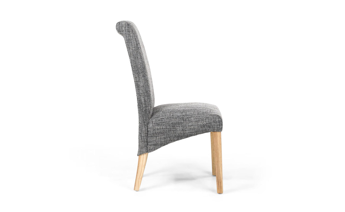 Karta Scroll Back Chair in Tweed Grey