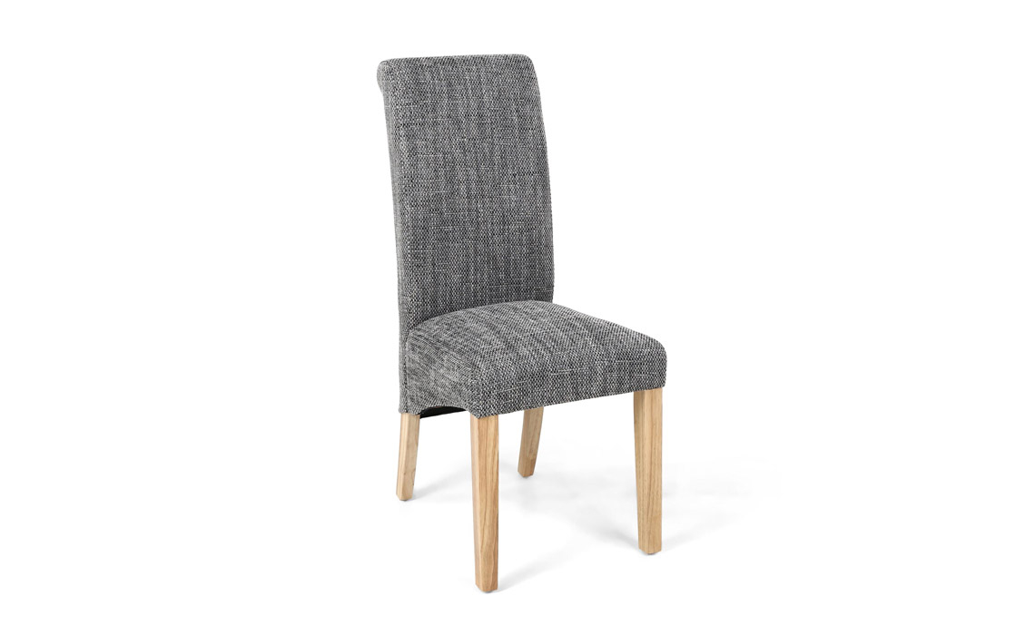 Karta Scroll Back Chair in Tweed Grey