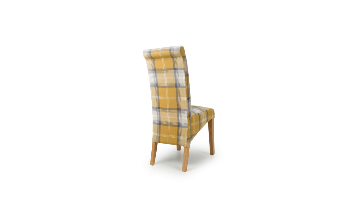 Karta Scroll Back Check Yellow Dining Chair