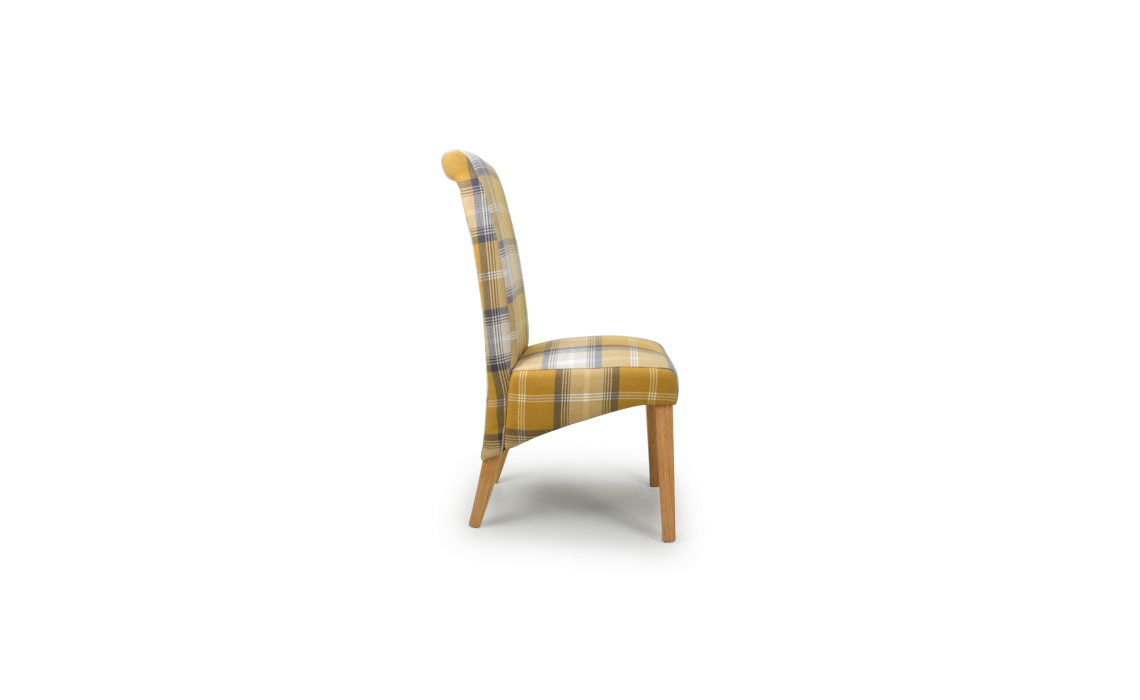 Karta Scroll Back Check Yellow Dining Chair