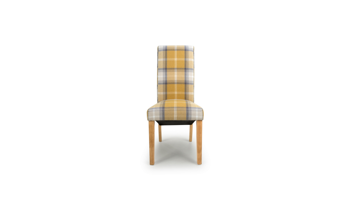 Karta Scroll Back Check Yellow Dining Chair