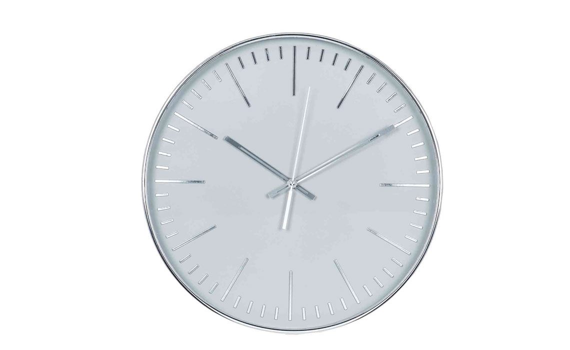 Silver & Grey Round Wall Clock