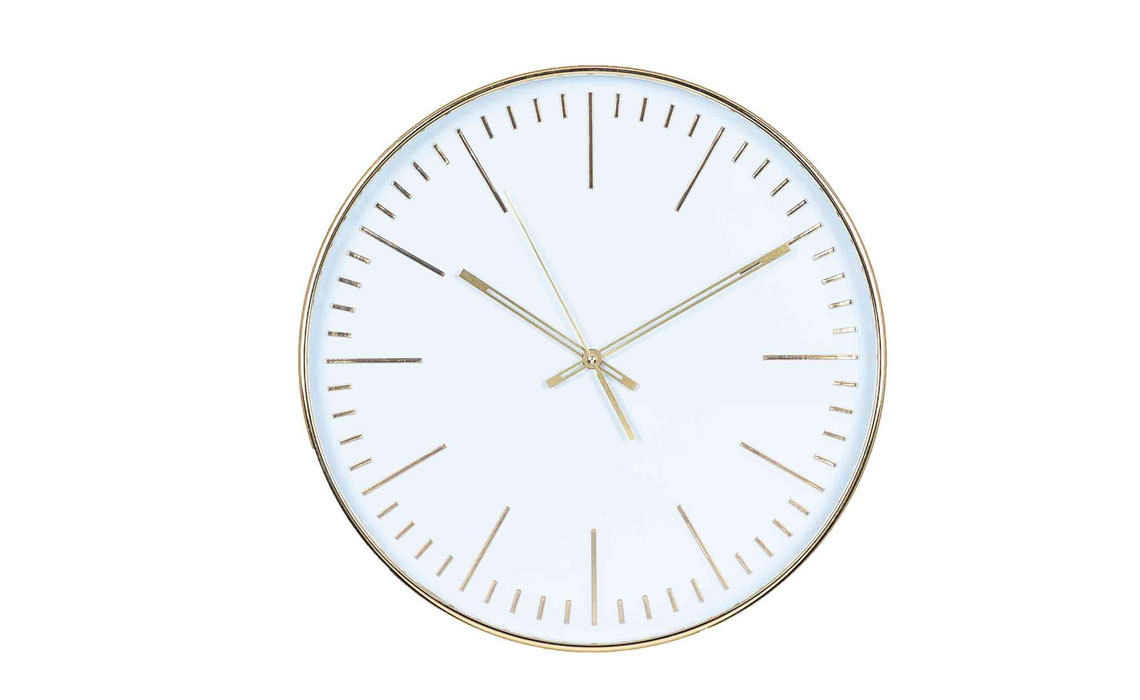 Gold & White Round Wall Clock