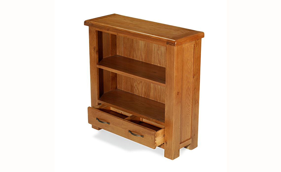 Hollywood Oak Low Bookcase with Drawer