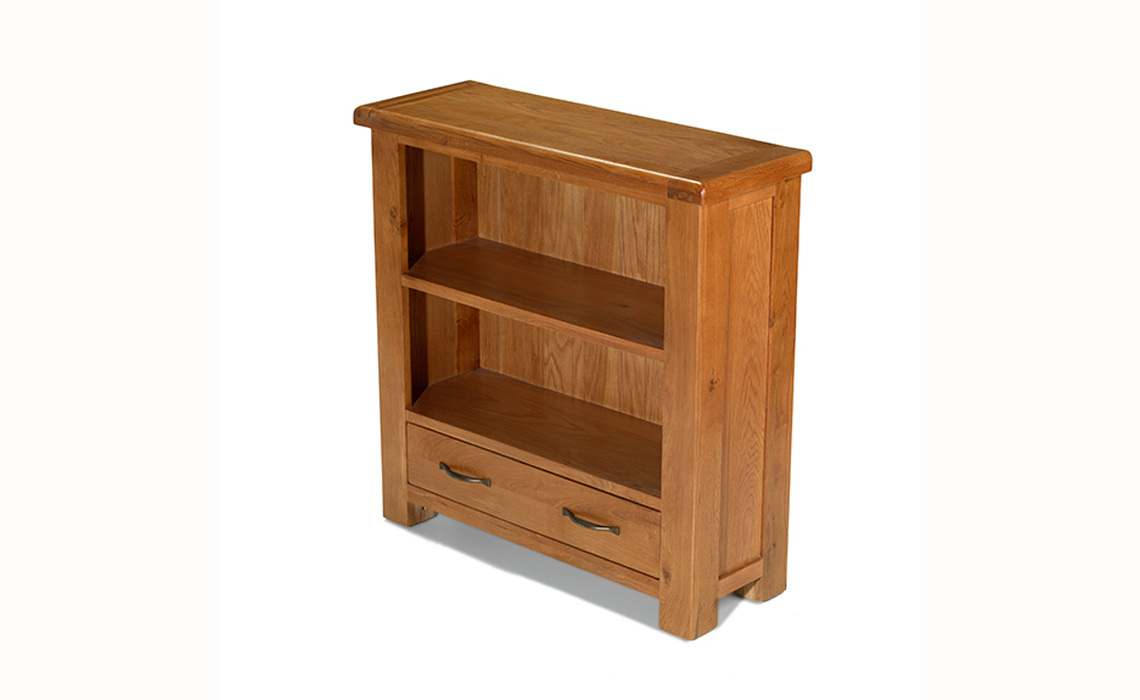 Hollywood Oak Low Bookcase with Drawer