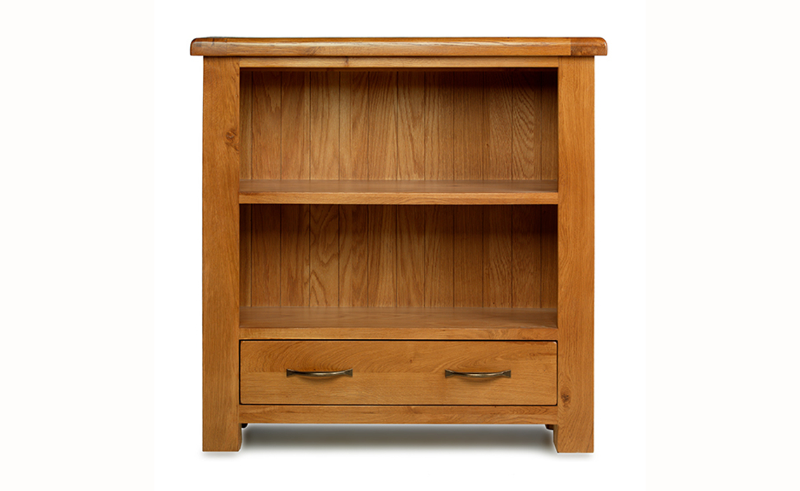 Hollywood Oak Low Bookcase with Drawer