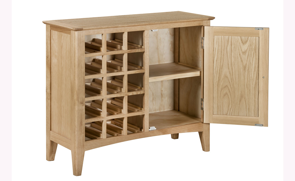Amira Oak Wine Cabinet, Oak & Oak Veener - Beds ...