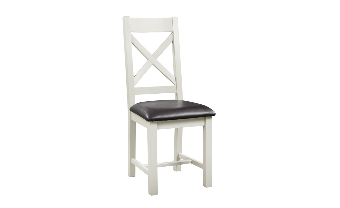 Eden Grey Painted Cross Back Chair With Pad