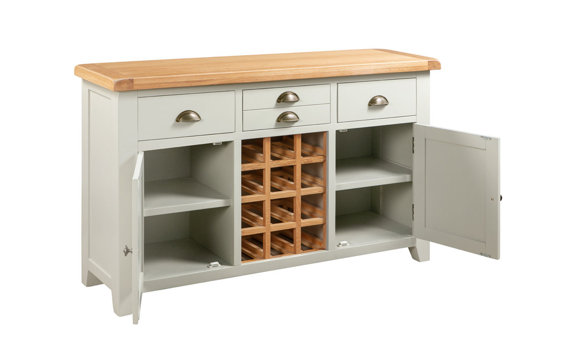 Eden Grey Painted Large Sideboard With Wine Rack