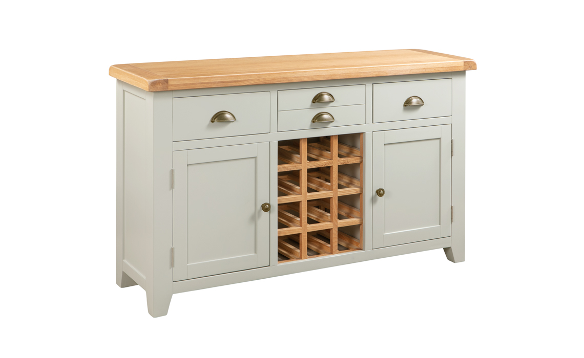 Eden Grey Painted Large Sideboard With Wine Rack