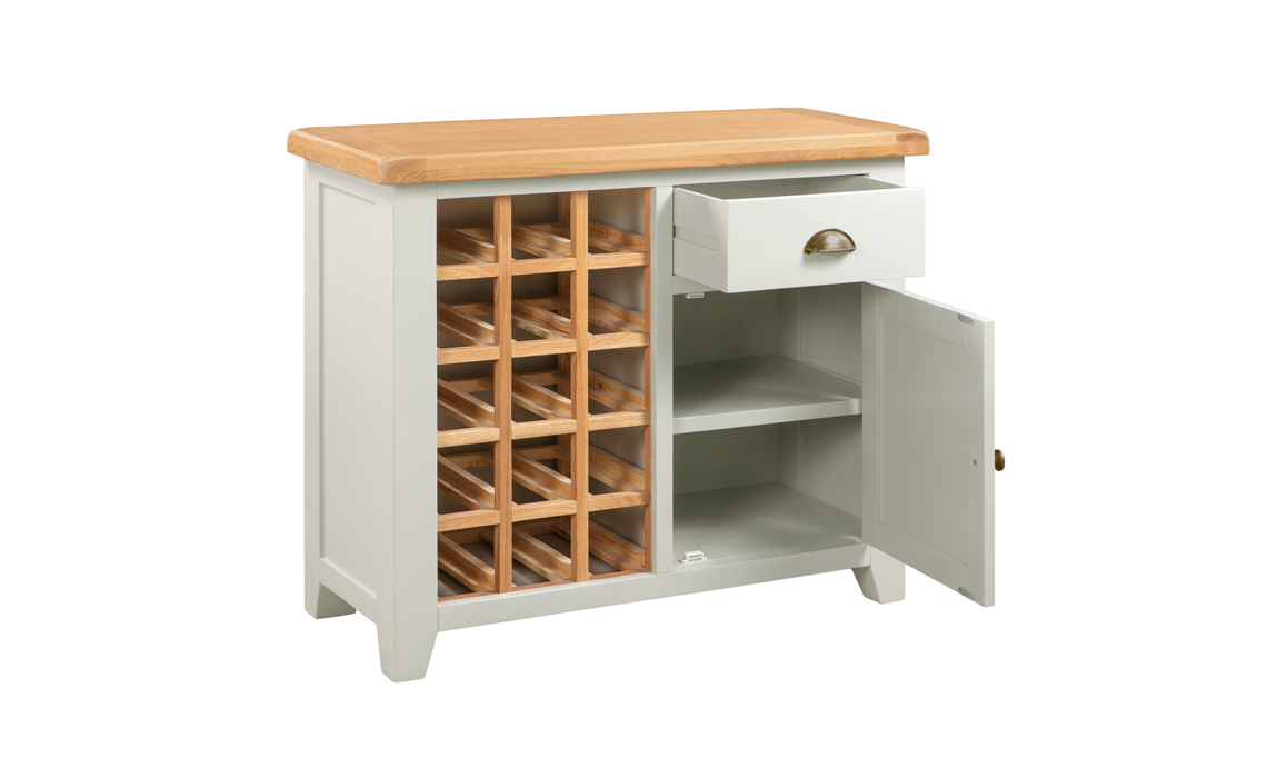 Eden Grey Painted Small Sideboard With Wine Rack