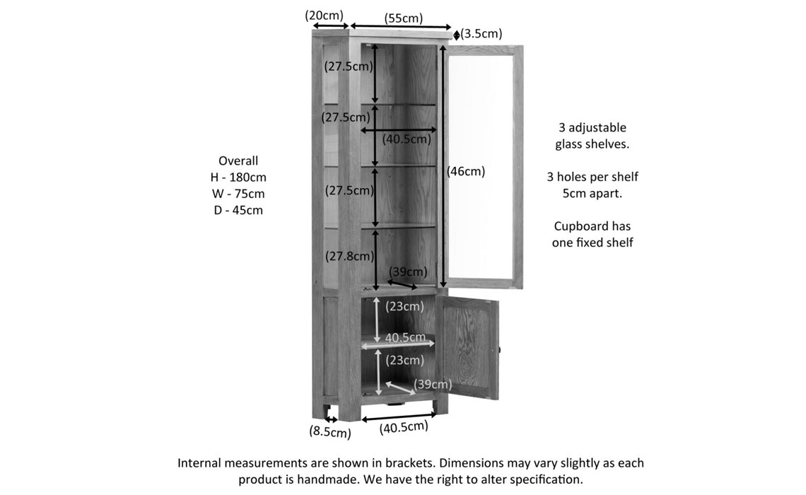 Lavenham Oak Glazed Corner Display Cabinet