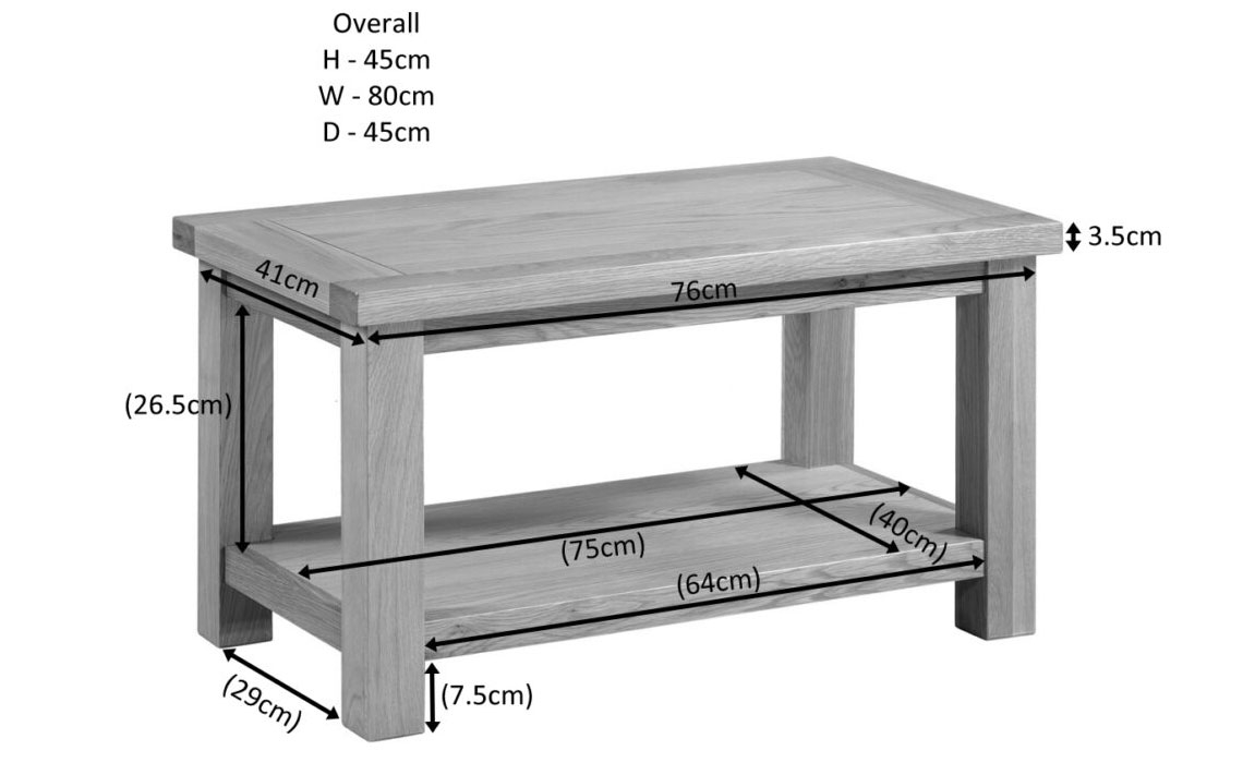 Lavenham Oak Large Coffee Table With Shelf