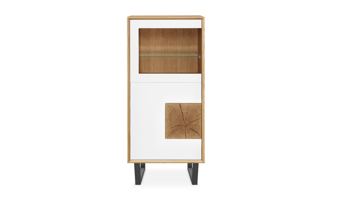Annika Modern Oak Glazed Display Cabinet With 2 Doors