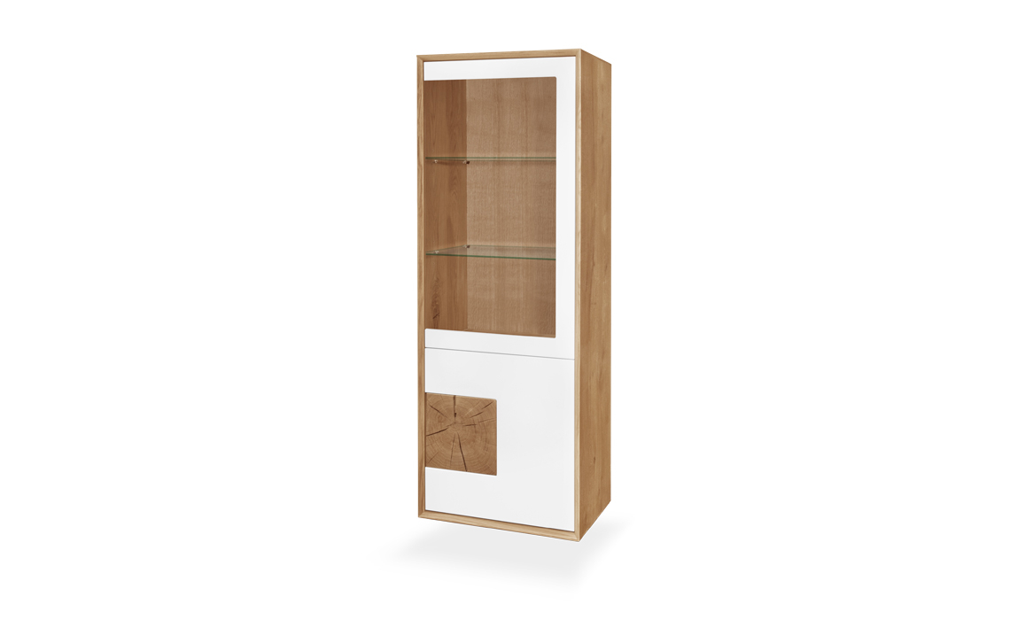 Annika Modern Oak Tall Glazed Display Cabinet With 2 Doors