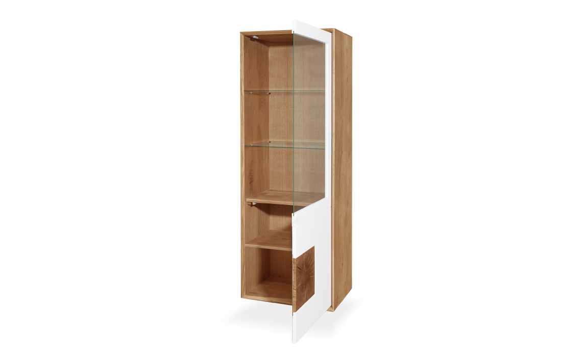 Annika Modern Oak Tall Glazed Display Cabinet With 2 Doors