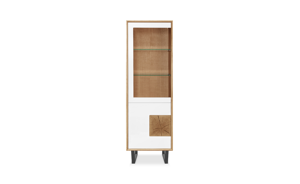 Annika Modern Oak Tall Glazed Display Cabinet With 2 Doors