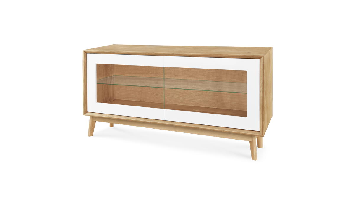 Annika Modern Oak Small Glazed 2 Door TV Unit