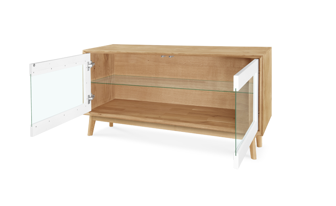 Annika Modern Oak Small Glazed 2 Door TV Unit