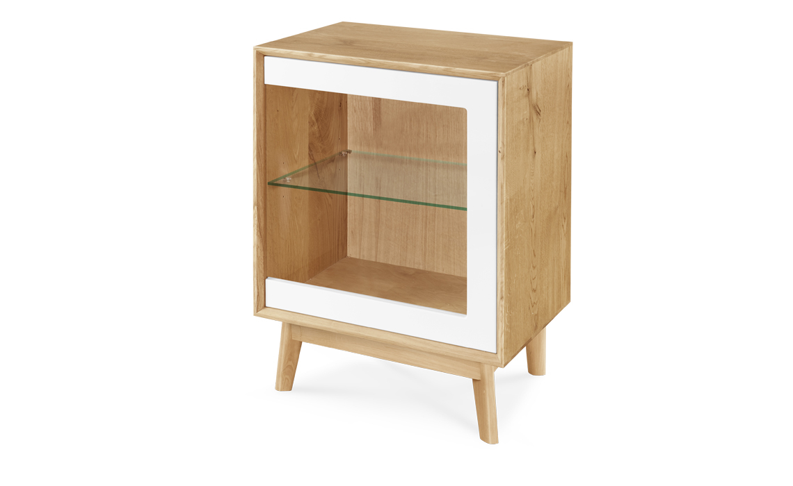 Annika Modern Oak 1 Door Mini Sideboard - Glazed Door