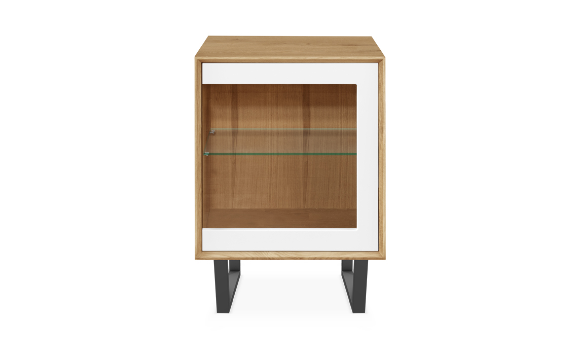 Annika Modern Oak 1 Door Mini Sideboard - Glazed Door