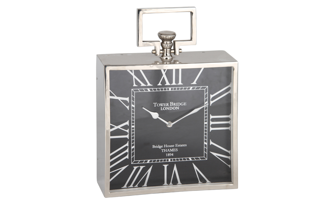 Nickel & Black Table Clock