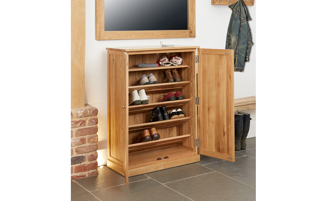 Pacific Oak Large Shoe Cupboard