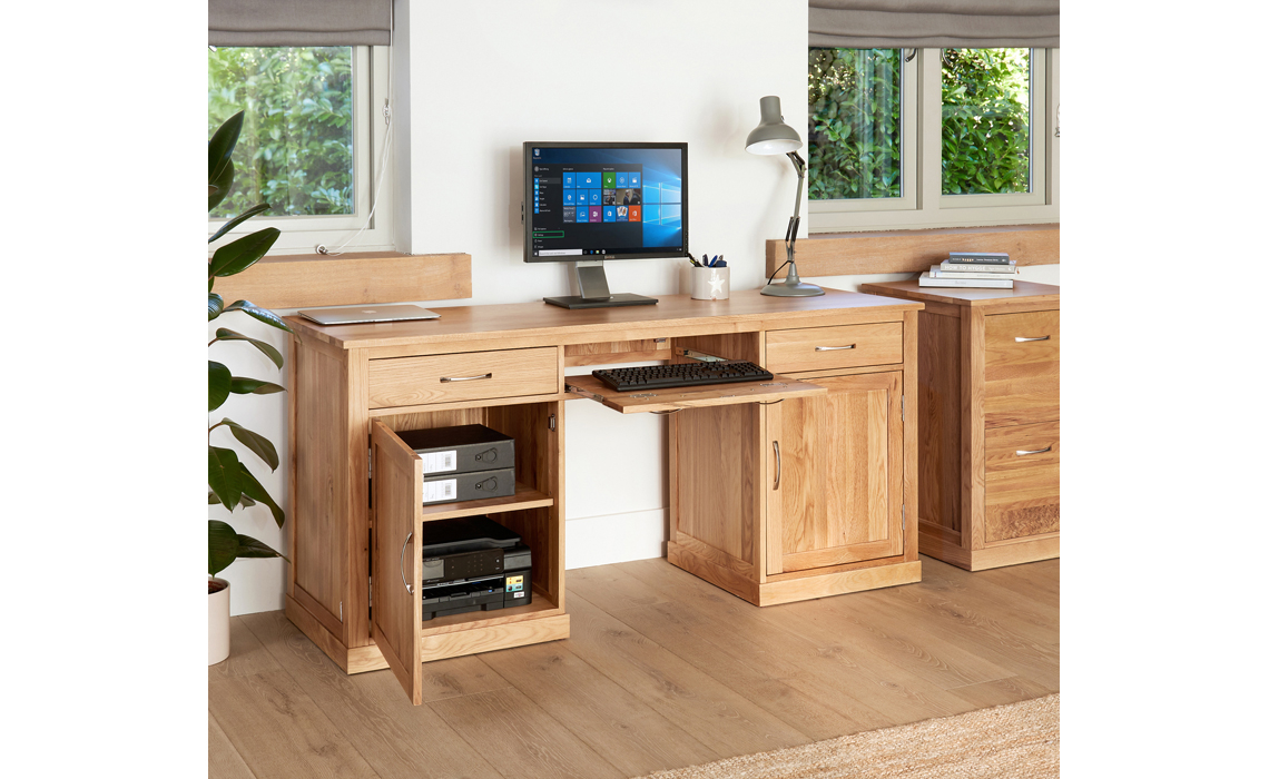 Pacific Oak Large Hidden Office Twin Pedestal Desk