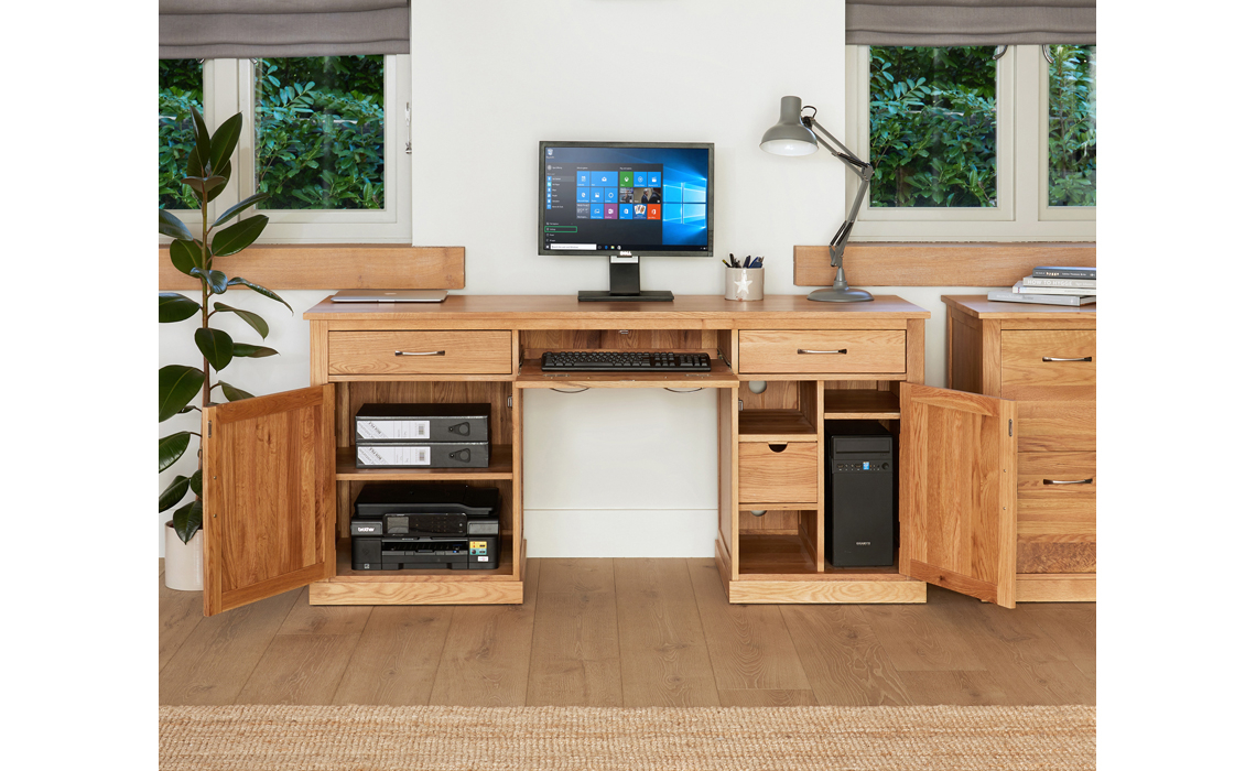 Pacific Oak Large Hidden Office Twin Pedestal Desk