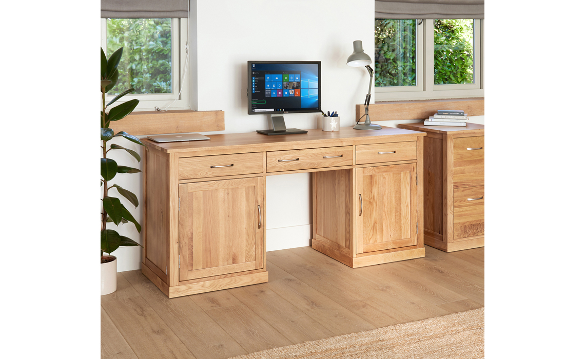 Pacific Oak Large Hidden Office Twin Pedestal Desk