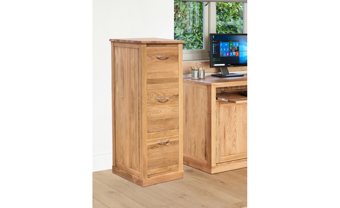 Pacific Oak 3 Drawer Filing Cabinet