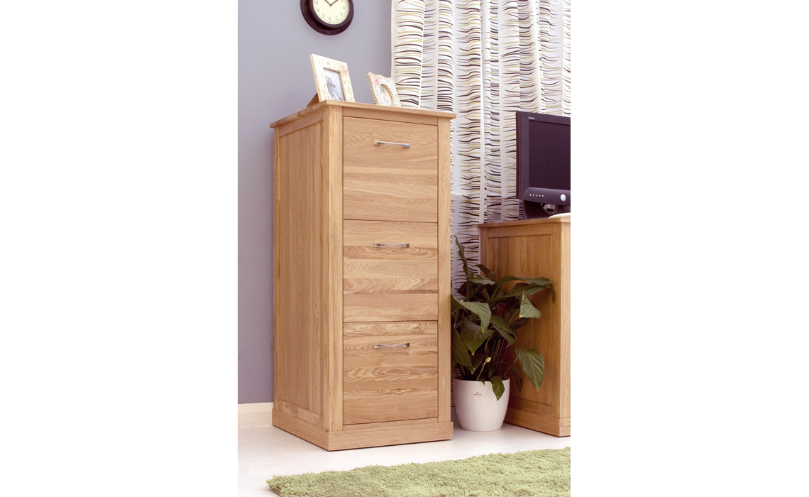 Pacific Oak 3 Drawer Filing Cabinet