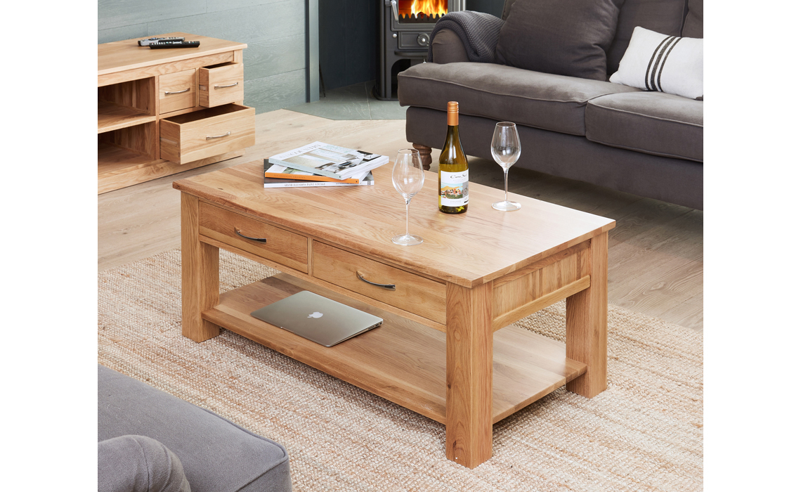 Pacific Oak 4 Drawer Coffee Table