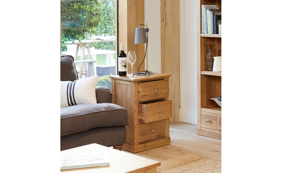 Pacific Oak 3 Drawer Lamp Table