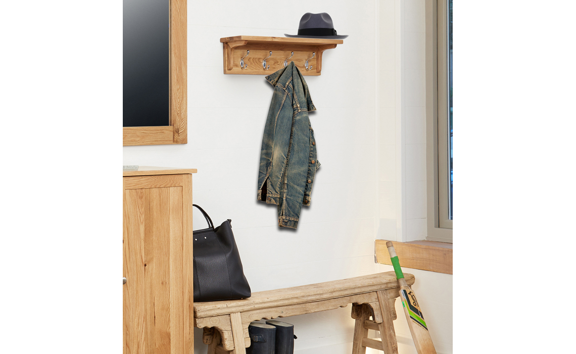 Pacific Oak Wall Mounted Coat Rack