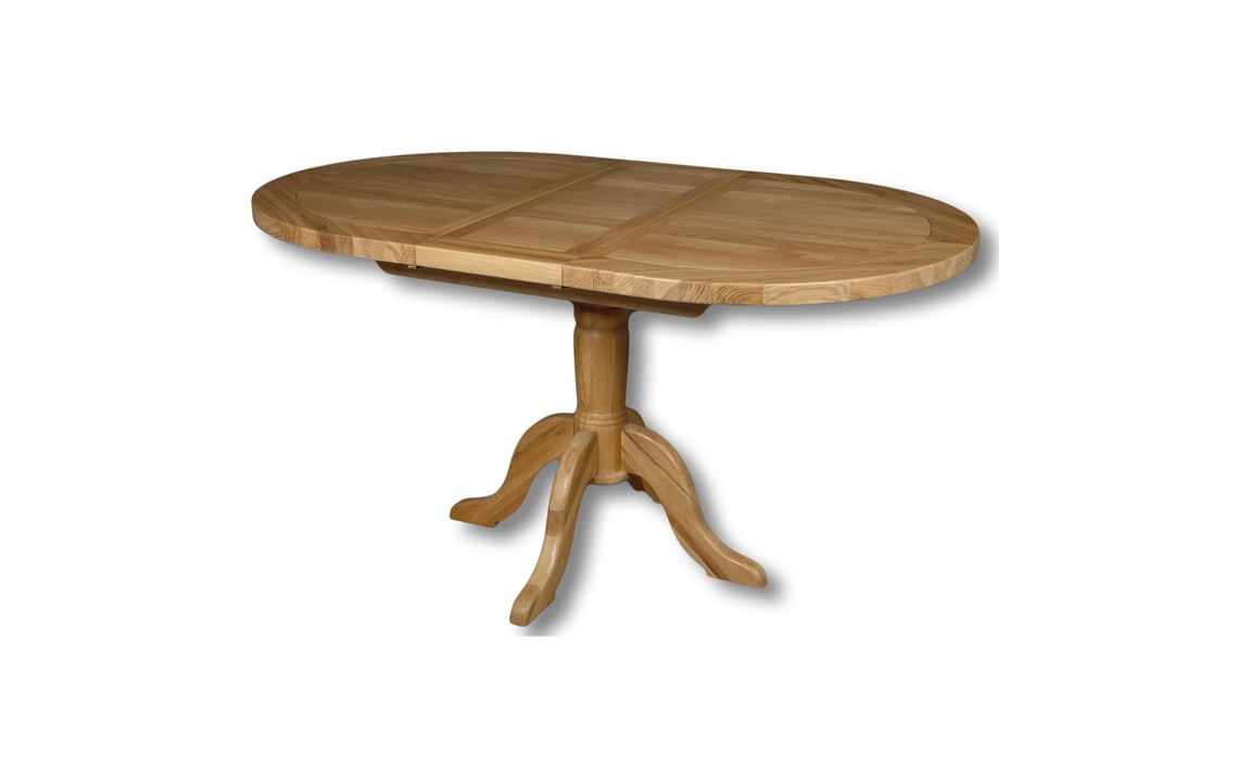 Suffolk Solid Oak 120-150cm Extending Oval Dining Table 