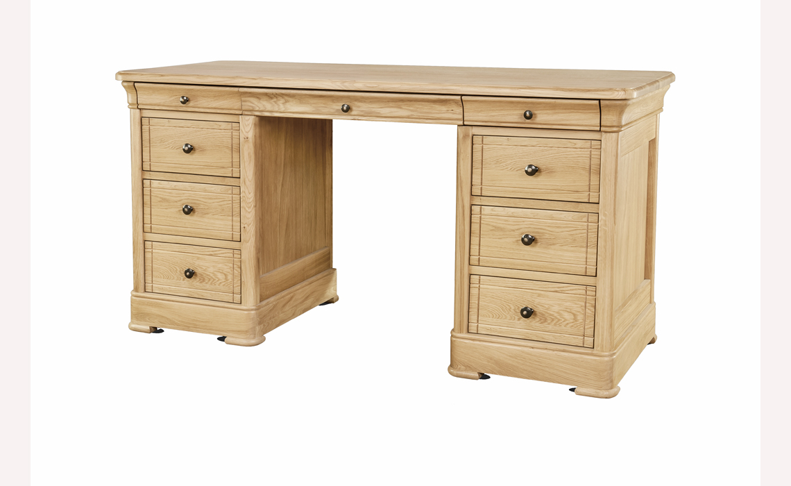 Lancaster Solid Oak Large Three Drawer Dressing Table
