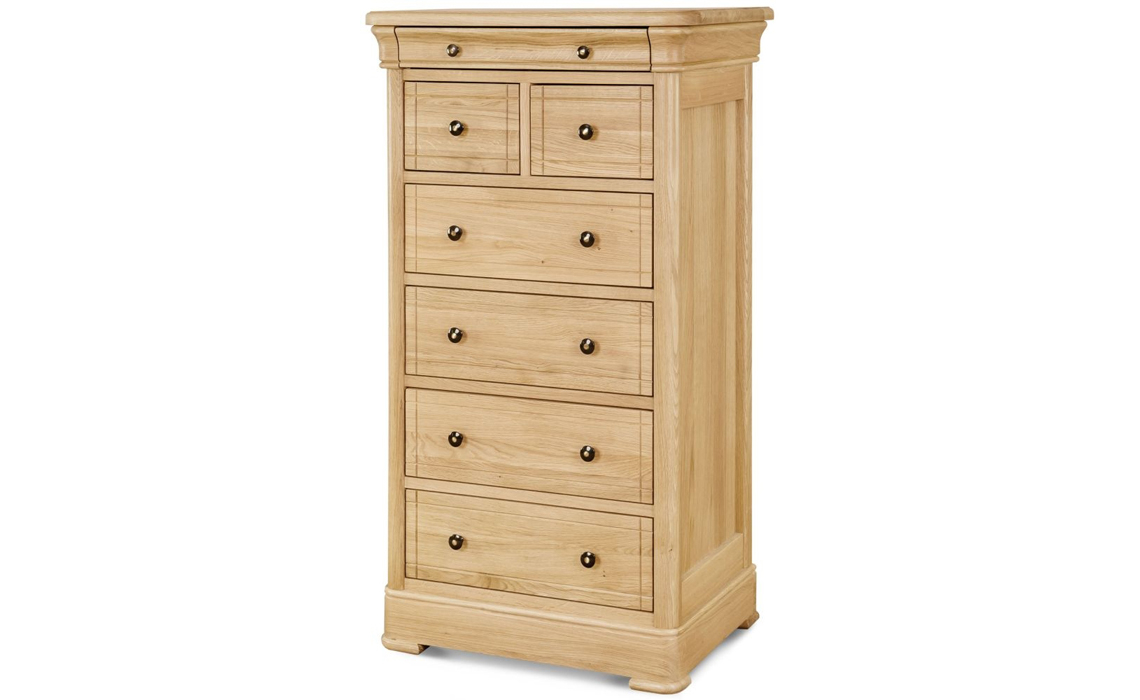 Lancaster Solid Oak 7 Drawer Tall Chest