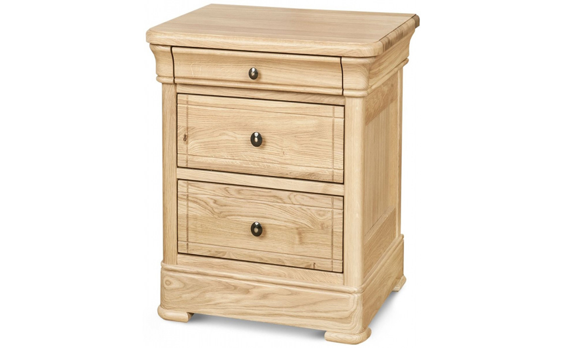 Lancaster Solid Oak 3 Drawer Compact Bedside Cabinet