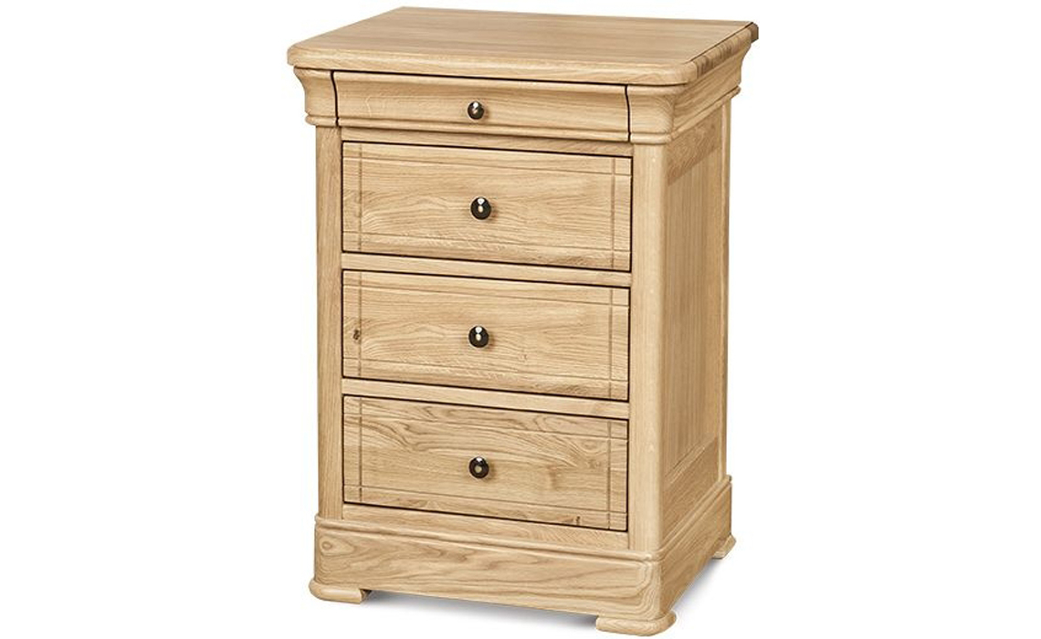 Lancaster Solid Oak 4 Drawer Wide Bedside Cabinet